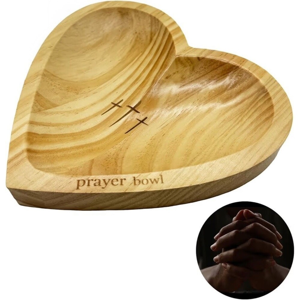 Wooden Heart Prayer Bowl NEW
